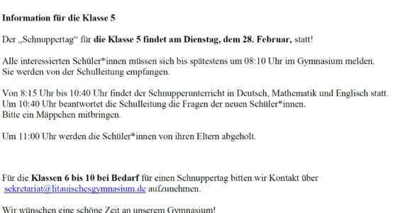 Schnuppertag 2024