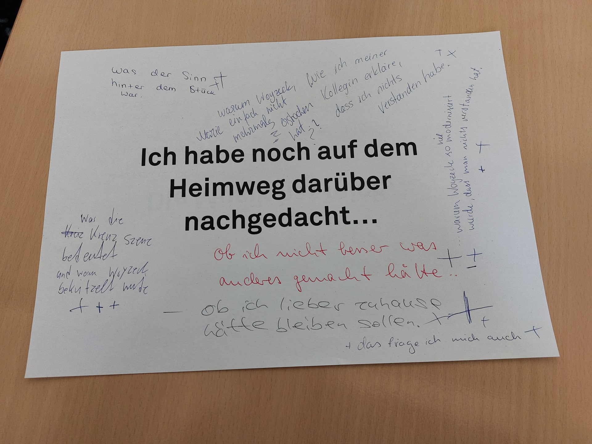 Büchners „Woyzeck“ - Schullektüre und heute noch aktuell – ein Theaterbesuch, der Fragen hinterlässt und ein Workshop, der klärend unterstützt (Foto: Dr. G. Hoffmann)